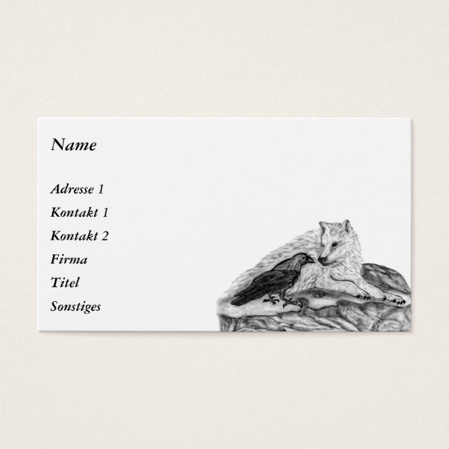 Varg och råg - Svartvit design Visitkort (Framsidan)