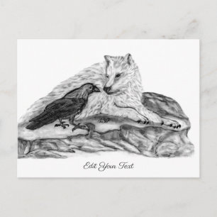 Varg och råg - Svartvit design Vykort