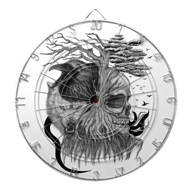 Varg och rak med Skull Darttavla (Framsidan)