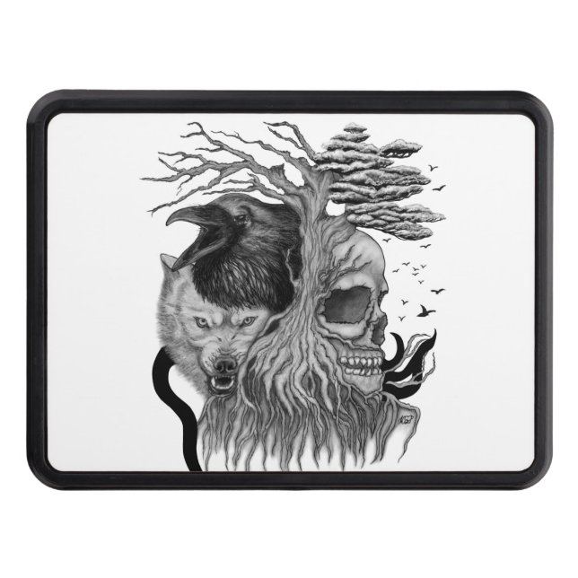 Varg och rak med Skull Dragkroksskydd (Framsidan)