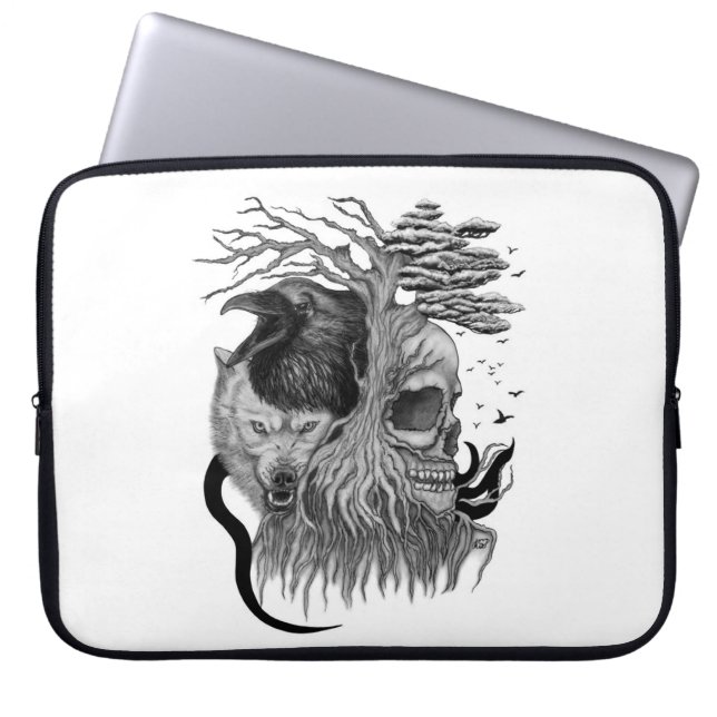 Varg och rak med Skull Laptop Fodral (Framsidan)