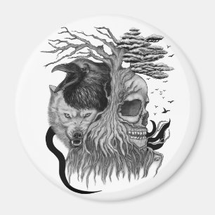 Varg och rak med Skull Magnet