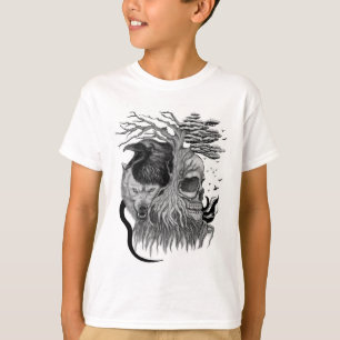 Varg och rak med Skull T Shirt