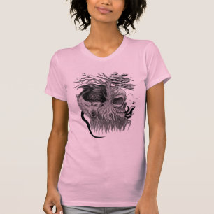 Varg och rak med Skull T Shirt