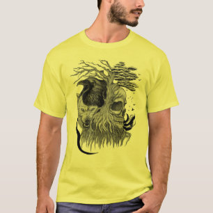 Varg och rak med Skull T Shirt