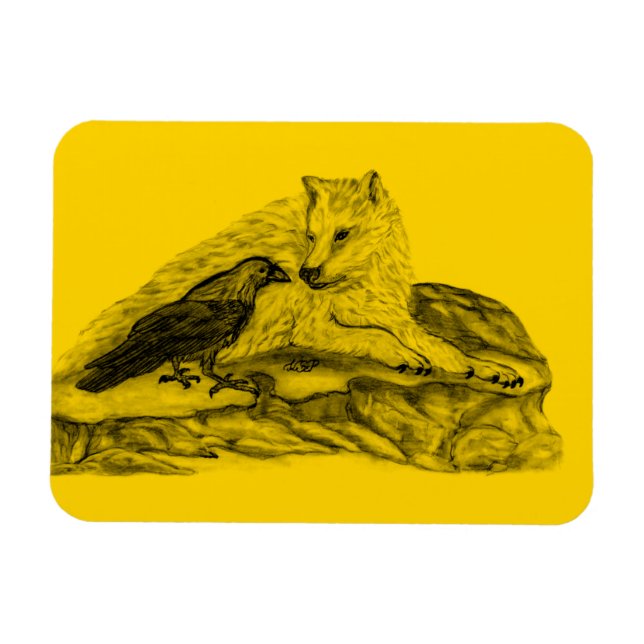 Varg och raka - Svart och Gult design Magnet (Horisontell)