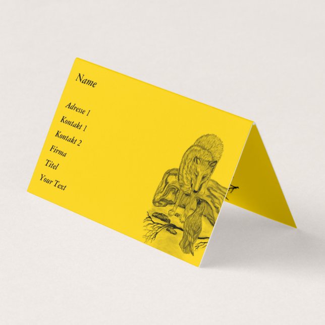 Varg och raka - Svart och Gult design Visitkort (Framsida)