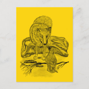 Varg och raka - Svart och Gult design Vykort
