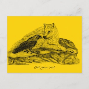 Varg och raka - Svart och Gult design Vykort