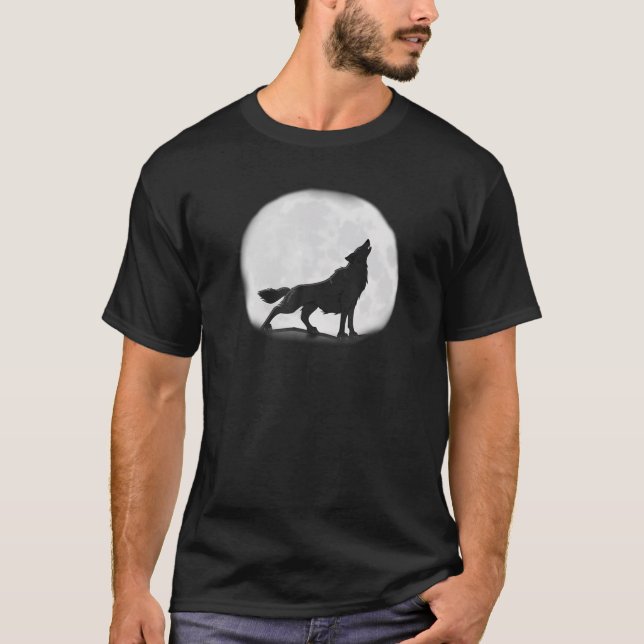 Varg och stora Måne-Coolan T Shirt (Framsida)