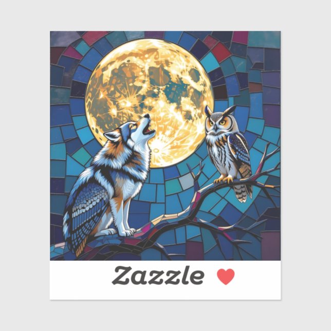  Varg- och Ugglmosaikkonst Klistermärken (Ark)