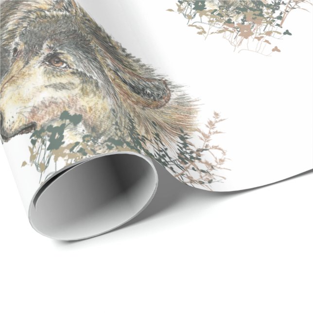 Varg och Unge för vattenfärgsfärg på Mor Presentpapper (Rullad Hörn)