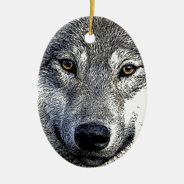 Varg Öga Artwork Julgransprydnad Keramik (Framsidan)
