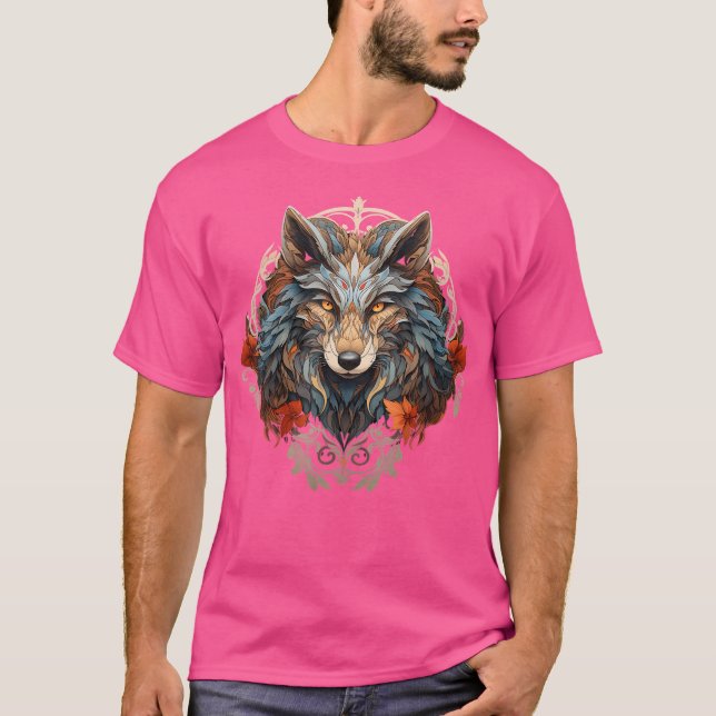 Varg om höstfällning på hösten, konst Noveau T Shirt (Framsida)