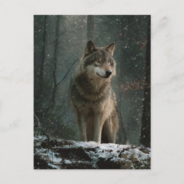 Varg om vintern vykort (Framsida)