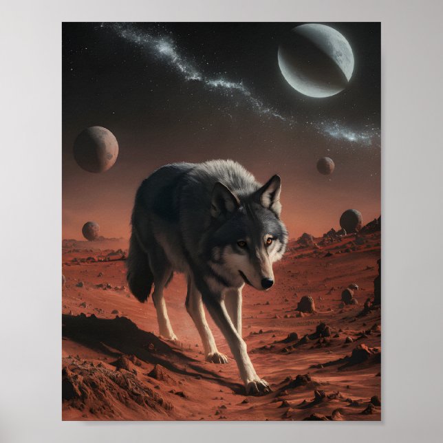 Varg på Alien Planet Space Poster (Framsidan)