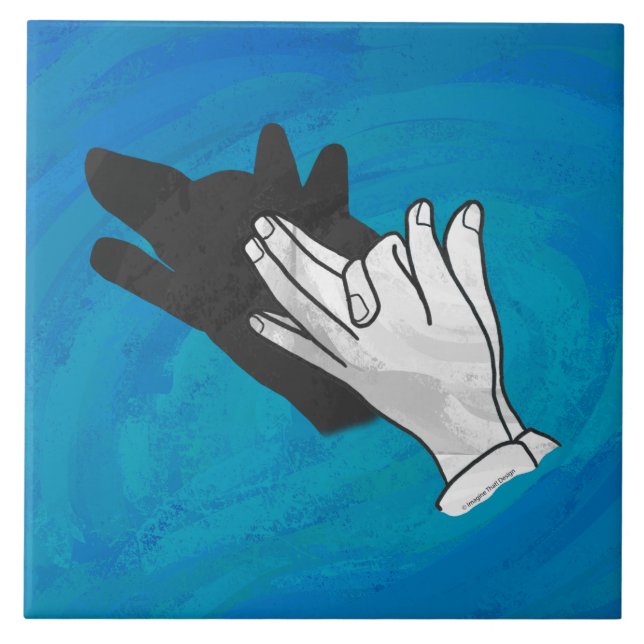 Varg på blå kakelplatta (Framsidan)