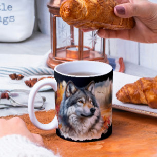 Varg på hösten Färg: Naturens skönhets- och frigör Kaffemugg