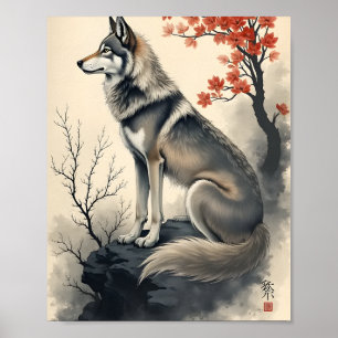 Varg på japanska Garden Poster