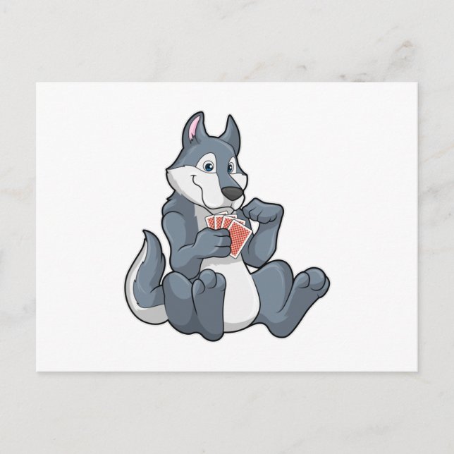 Varg på Poker med Poker-kort Vykort (Framsida)