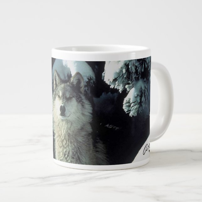 Varg på vintern jumbo mugg (Framsida höger)