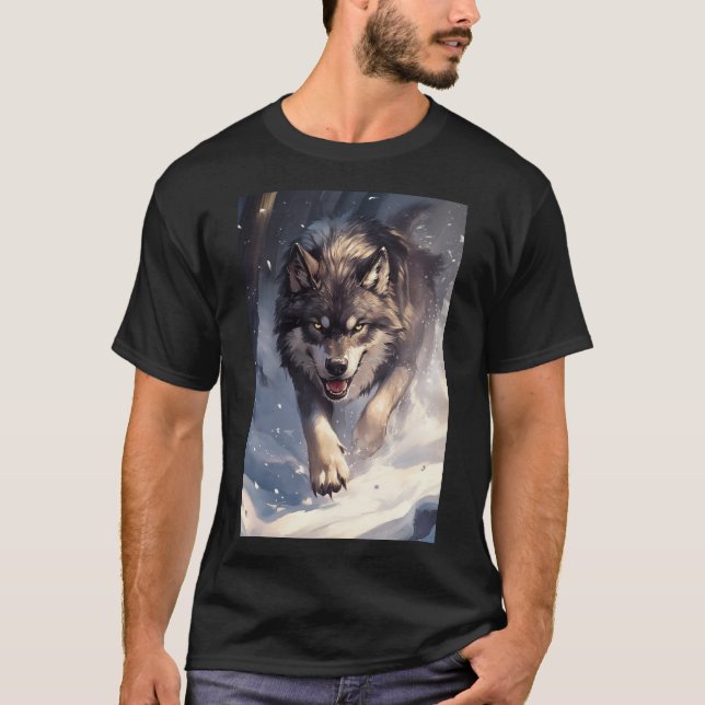 Varg på vintern t shirt (Framsida)