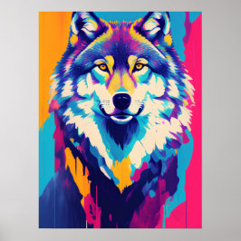 Varg Painting Art-Dekoration, färgtråd Poster