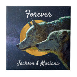 Varg Pair och Full Moon  Kakelplatta