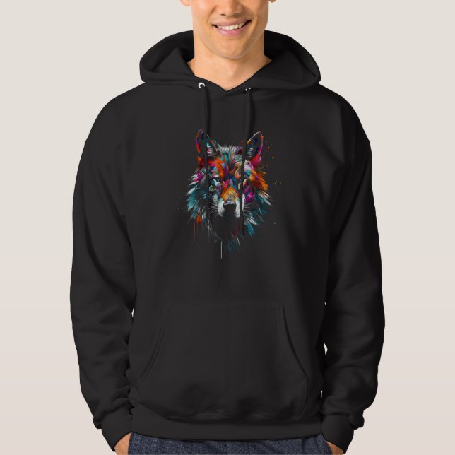 Varg Polygon Artwork Animal Motif Varg Hoodie (Framsida)