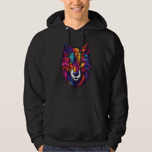 Varg Porträtt djurhuvud Symbol Gym Workout Hoodie