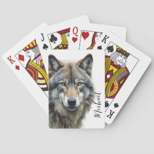 Varg Porträtt - handskrift av Anpassningsbarna Nam Casinokort