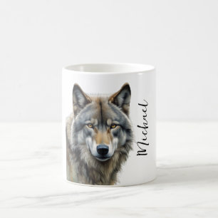 Varg Porträtt - handskrift av Anpassningsbarna Nam Kaffemugg