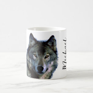 Varg Porträtt - handskrift av Anpassningsbarna Nam Kaffemugg