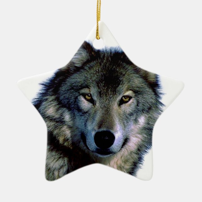 Varg Porträtt Julgransprydnad Keramik (Framsidan)