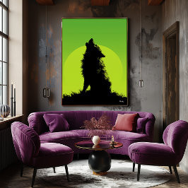 Varg Poster - Howling Silhouette på Grönten
