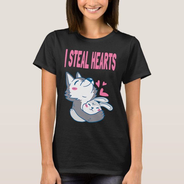 Varg Rabbit Bunny Couple Kärlek Valentine Day T Shirt (Framsida)