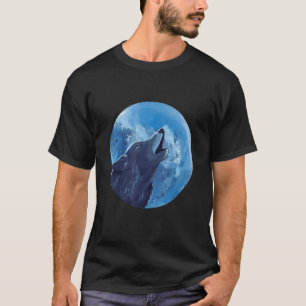Varg Realistiska Vargar Djurslående vid Måne W T Shirt