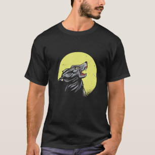 Varg Realistiska Vargar Djurslående vid Måne W T Shirt