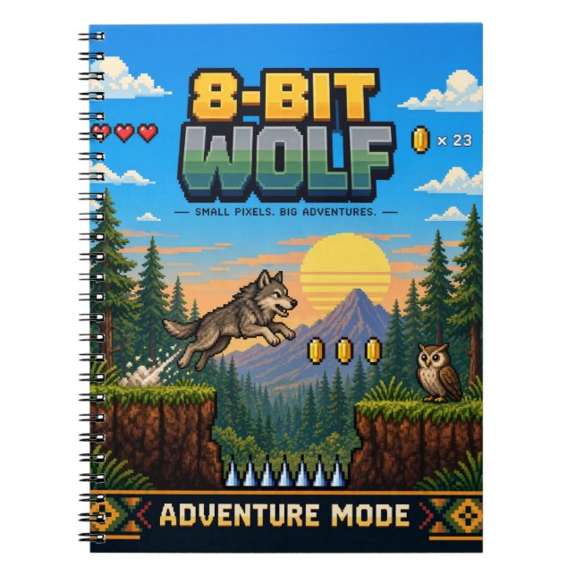 Varg, Retro 8-Bit Pixel Art Anteckningsbok (Framsidan)