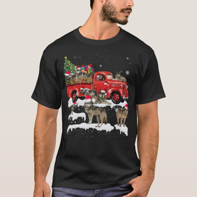 Varg Riding Red Lastbil God jul X mas awesom T Shirt (Framsida)