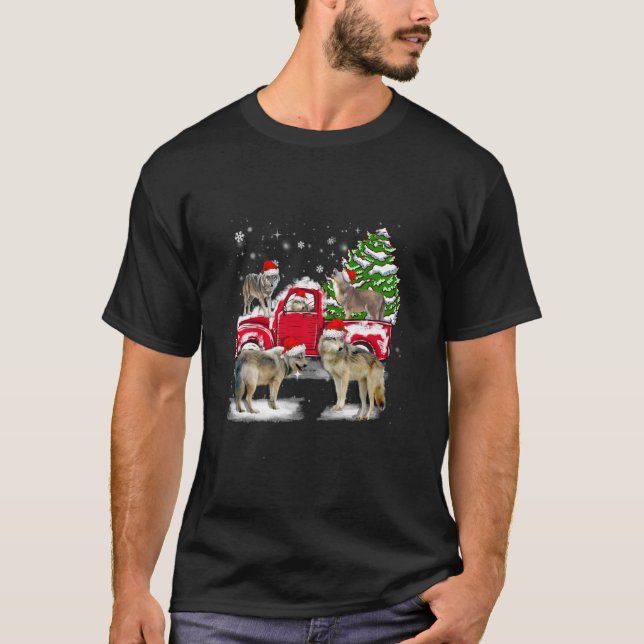 Varg Riding Red Lastbil God jul X mas Ugly L T Shirt (Framsida)