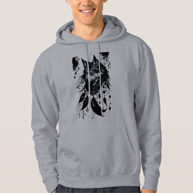 varg, rovdjur, drömmare, amulet, talisman hoodie (Framsida)