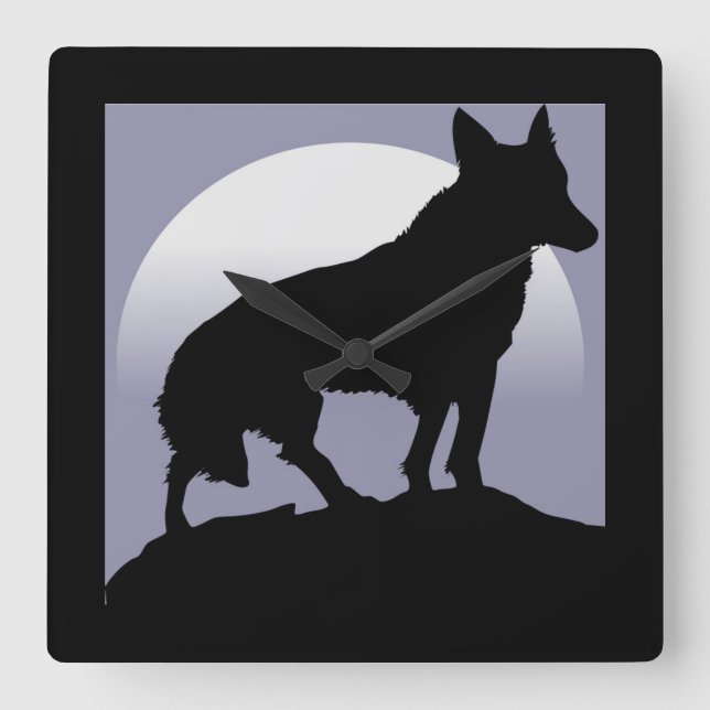 VARG SILHOUETTE FYRKANTIG KLOCKA (Framsida)