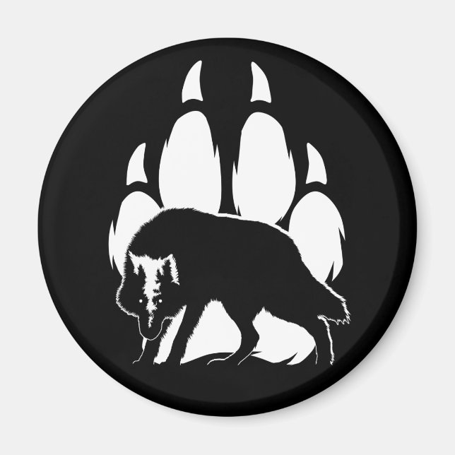 Varg Silhouette och Footprint Magnet (Framsidan)