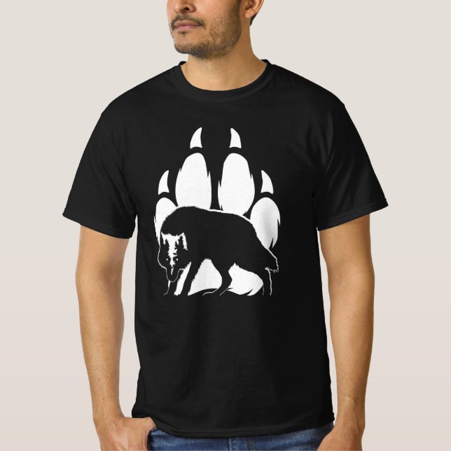 Varg Silhouette och Footprint T Shirt (Framsida)