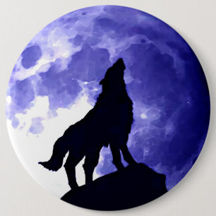 Varg Silhouette och Full Moon Knapp