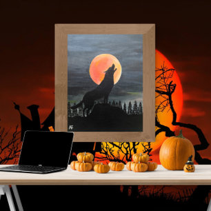 Varg Silhouette Painting av Alfred Fox Canvastryck