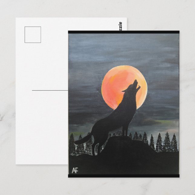 Varg Silhouette Painting av Alfred Fox Collectable Vykort (Fram/baksida)