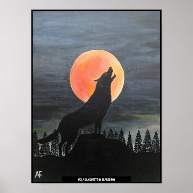 Varg Silhouette Painting av Alfred Fox Poster (Framsidan)