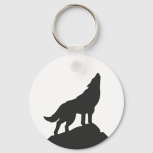 varg silhuette howling - Välj bakgrund färg Nyckelring